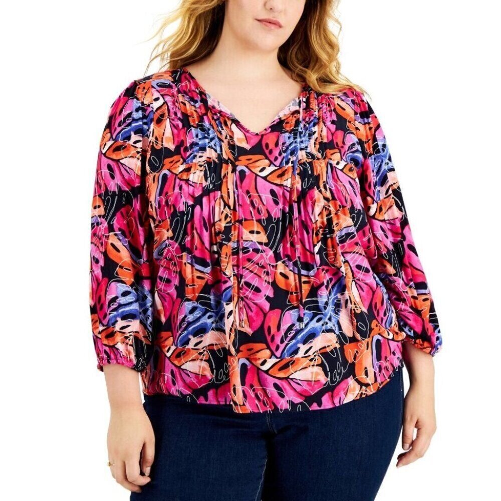 Tommy Hilfiger Plus Size Printed Top - Sky Captain Multi